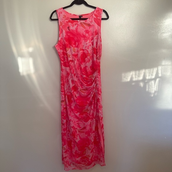 Trendy Queen Bodycon Floral Sleeveless Ruched Maxi Dress with Side Slit - Picture 2 of 8
